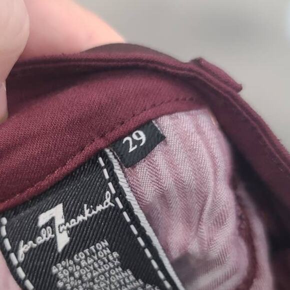 7 For All Mankind The Ankle Coated Skinny Jeans in Scarlet Size 29 - Picture 4 of 4